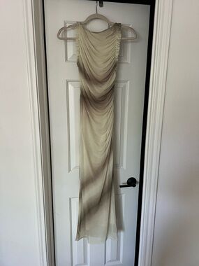 NWT Zara Cream Ombre Draped Midi Dress